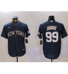 Men's New York Yankees #99 Aaron Judge Navy Pinstripe Fashion Cool Base Jersey