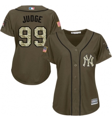 Women's Majestic New York Yankees #99 Aaron Judge Replica Green Salute to Service MLB Jersey
