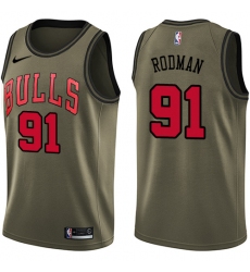 Youth Nike Chicago Bulls #91 Dennis Rodman Swingman Green Salute to Service NBA Jersey