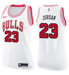 Women's Nike Chicago Bulls #23 Michael Jordan Swingman White/Pink Fashion NBA Jersey