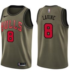 Youth Nike Chicago Bulls #8 Zach LaVine Swingman Green Salute to Service NBA Jersey