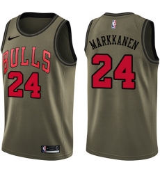 Men's Nike Chicago Bulls #24 Lauri Markkanen Swingman Green Salute to Service NBA Jersey