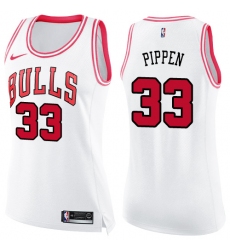 Women's Nike Chicago Bulls #33 Scottie Pippen Swingman White/Pink Fashion NBA Jersey