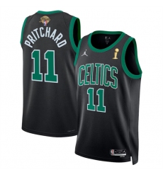 Men's Boston Celtics #11 Payton Pritchard Black 2024 Finals Champions Statement Edition Stitched Basketball Jersey