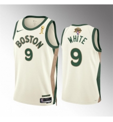 Men's Boston Celtics #9 Derrick White 2024 Finals Champions City Edition Stitched Basketball Jersey