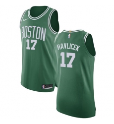 Women's Nike Boston Celtics #17 John Havlicek Authentic Green(White No.) Road NBA Jersey - Icon Edition