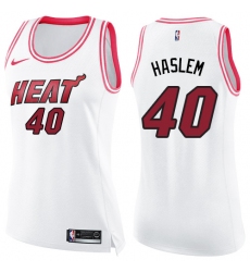 Women's Nike Miami Heat #40 Udonis Haslem Swingman White/Pink Fashion NBA Jersey