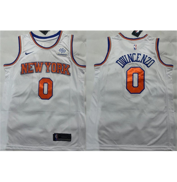 Men's New York Knicks #0 Donte DiVincenzo White Stitched Basketball Jersey