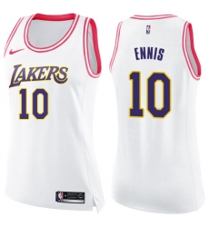 Women's Nike Los Angeles Lakers #10 Tyler Ennis Swingman White/Pink Fashion NBA Jersey