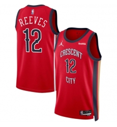 Men's New Orleans Pelicans #12 Antonio Reeves Red 2024 Draft Statement Edition Stitched Basketball Jersey