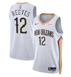 Men's New Orleans Pelicans #12 Antonio Reeves White 2024 Draft Association Edition Stitched Basketball Jersey