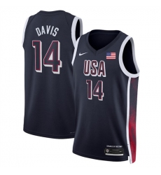 Men's USA Basketball #14 Anthony Davis Navy 2024 Swingman Stitched Jersey