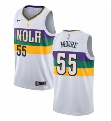 Men's Nike New Orleans Pelicans #55 E Twaun Moore Swingman White NBA Jersey - City Edition