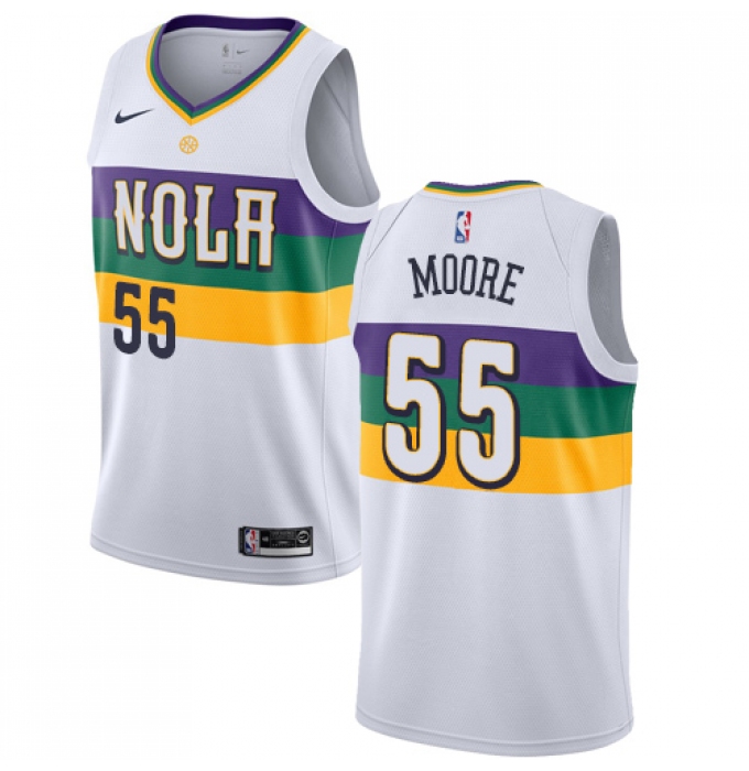Men's Nike New Orleans Pelicans #55 E'Twaun Moore Swingman White NBA Jersey - City Edition