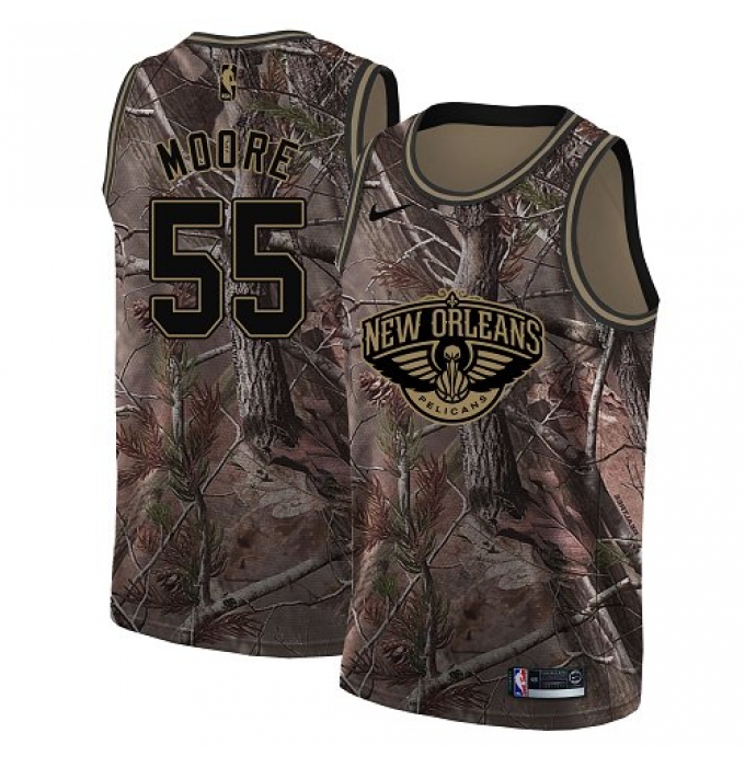 Youth Nike New Orleans Pelicans #55 E'Twaun Moore Swingman Camo Realtree Collection NBA Jersey