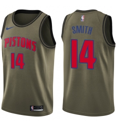 Men's Nike Detroit Pistons #14 Ish Smith Swingman Green Salute to Service NBA Jersey