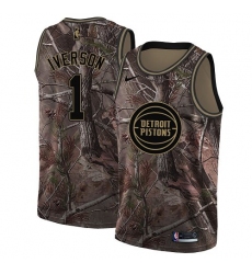 Youth Nike Detroit Pistons #1 Allen Iverson Swingman Camo Realtree Collection NBA Jersey