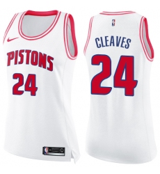 Women's Nike Detroit Pistons #24 Mateen Cleaves Swingman White/Pink Fashion NBA Jersey