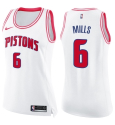 Women's Nike Detroit Pistons #6 Terry Mills Swingman White/Pink Fashion NBA Jersey