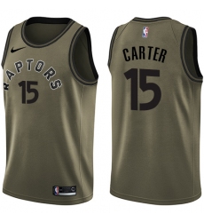 Men's Nike Toronto Raptors #15 Vince Carter Swingman Green Salute to Service NBA Jersey