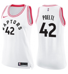 Women's Nike Toronto Raptors #42 Jakob Poeltl Swingman White/Pink Fashion NBA Jersey