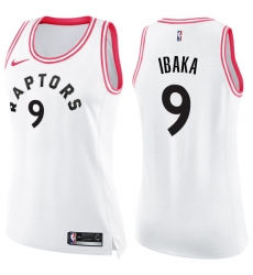 Women's Nike Toronto Raptors #9 Serge Ibaka Swingman White/Pink Fashion NBA Jersey