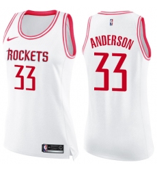 Women's Nike Houston Rockets #33 Ryan Anderson Swingman White/Pink Fashion NBA Jersey