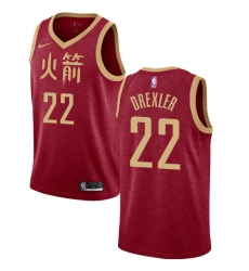 Youth Nike Houston Rockets #22 Clyde Drexler Swingman Red NBA Jersey - 2018 19 City Edition