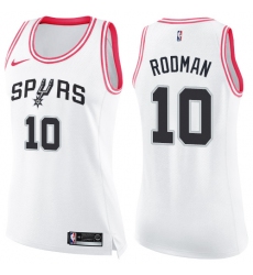 Women's Nike San Antonio Spurs #10 Dennis Rodman Swingman White/Pink Fashion NBA Jersey