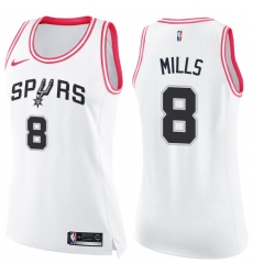 Women's Nike San Antonio Spurs #8 Patty Mills Swingman White/Pink Fashion NBA Jersey