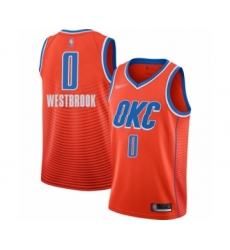 Men's Oklahoma City Thunder #0 Russell Westbrook Authentic Orange Finished Basketball Jersey - Statement Edition