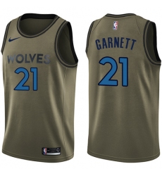 Men's Nike Minnesota Timberwolves #21 Kevin Garnett Swingman Green Salute to Service NBA Jersey