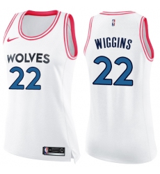 Women's Nike Minnesota Timberwolves #22 Andrew Wiggins Swingman White/Pink Fashion NBA Jersey