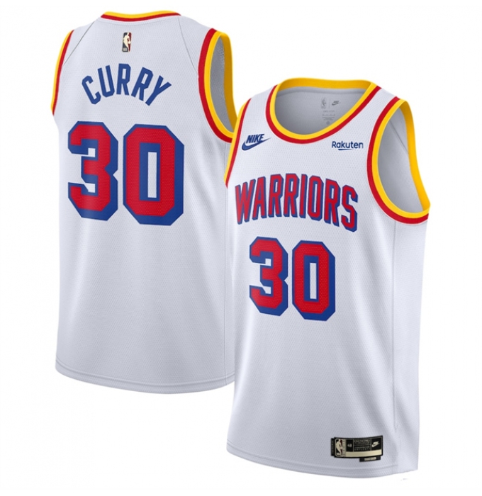 Men's Golden State Warriors #30 Stephen Curry White 2024-25 Classic Edition Swingman Stitched Basketball Jersey