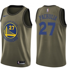 Men's Nike Golden State Warriors #27 Zaza Pachulia Swingman Green Salute to Service NBA Jersey