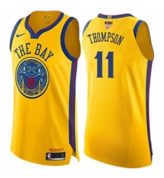 Women's Nike Golden State Warriors #11 Klay Thompson Swingman Gold 2018 NBA Finals Bound NBA Jersey - City Edition