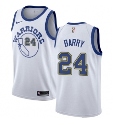 Men's Nike Golden State Warriors #24 Rick Barry Authentic White Hardwood Classics NBA Jersey