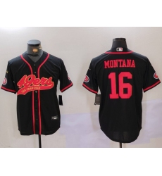 Men's San Francisco 49ers #16 Joe Montana Black With Cool Base Stitched Baseball Jerseys