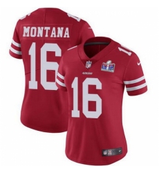 Women's San Francisco 49ers #16 Joe Montana Red NFL Vapor Untouchable Limited 2024 Super Bowl LVIII Jersey