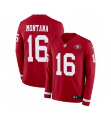 Youth Nike San Francisco 49ers #16 Joe Montana Limited Red Therma Long Sleeve NFL Jersey
