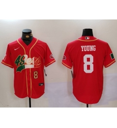 Men's San Francisco 49ers #8 Steve Young Red With Cool Base Stitched Baseball Jersey