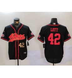 Men's San Francisco 49ers #42 Ronnie Lott Black With Cool Base Stitched Baseball Jerseys