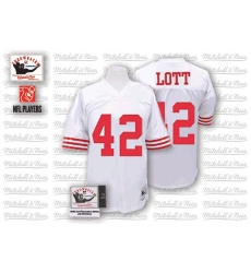 Mitchell and Ness San Francisco 49ers #42 Ronnie Lott Authentic White Throwback NFL Jersey