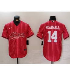 Men's San Francisco 49ers #14 Ricky Pearsall Red Pinstripe With Cool Base Stitched Baseball Jersey