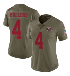 Women's Nike San Francisco 49ers #4 Nick Mullens Limited Olive Camo 2017 Salute to Service NFL Jersey