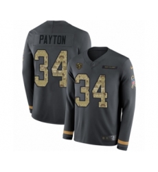Youth Nike Chicago Bears #34 Walter Payton Limited Black Salute to Service Therma Long Sleeve NFL Jersey