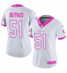 Women's Nike Chicago Bears #51 Dick Butkus Limited White/Pink Rush Fashion NFL Jersey