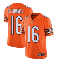 Men's Nike Chicago Bears #16 Pat O'Donnell Limited Orange Rush Vapor Untouchable NFL Jersey