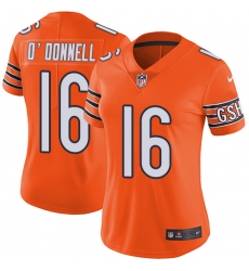 Women's Nike Chicago Bears #16 Pat O'Donnell Limited Orange Rush Vapor Untouchable NFL Jersey