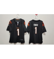 Women's Cincinnati Bengals #1 Ja'Marr Chase Black Vapor Football Stitched Jersey(Run Small)